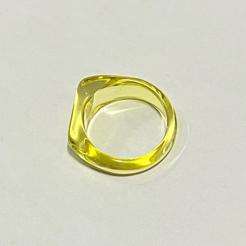 New Translucent Yellow Asymmetrical Chunky Resin Ring Cyber Eclectic Futuristic